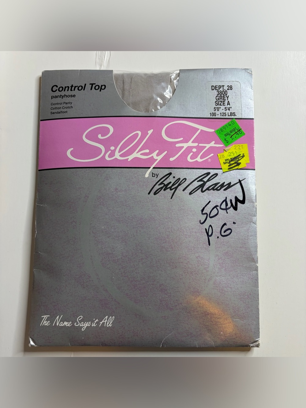 Bill Blass 90s Vintage Grey Control Top Pantyhose Nylons Sz A